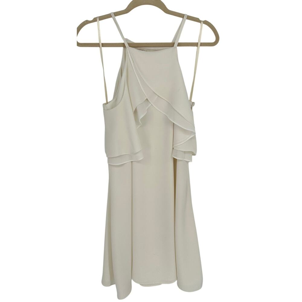 Rachel Rachel Roy Dress White Cold Shoulder Ruffled Cocktail Knee Length Party M